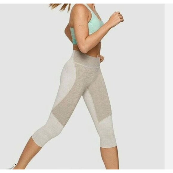 Outdoor Voices Tech Sweat Two Tone Coyote Atmosphere Crop Leggings Sand Beige S - Picture 1 of 6